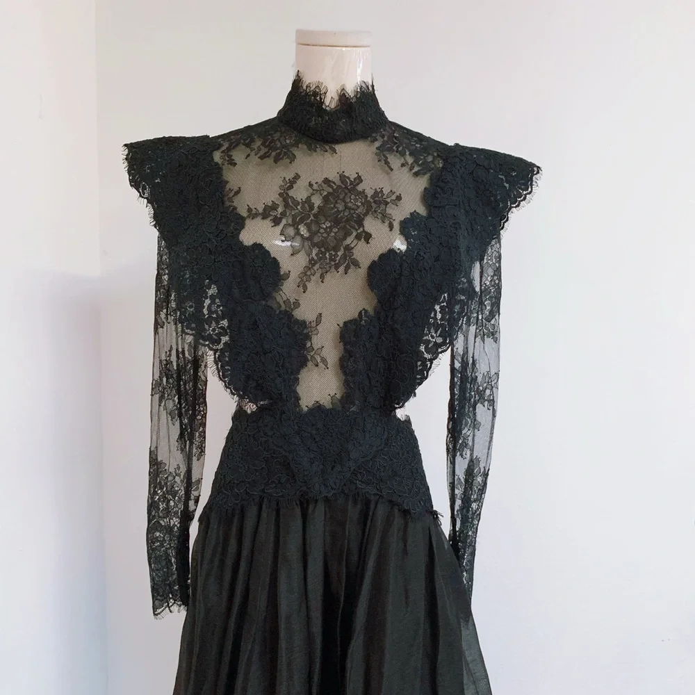 NWOT Authentic ZIMMERMANN Sensory lace linen and silk midi dress Size 1 Black - Picture 10 of 16
